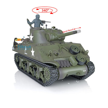 TOUCAN RC HOBBY Henglong 2.4G 1/16 TK7.0 Plastic USA M4A3 Sherman 3898 RTR RC Tank with Barrel Recoil BB Infrared Combat Smoke Light Sound Metal Barrel