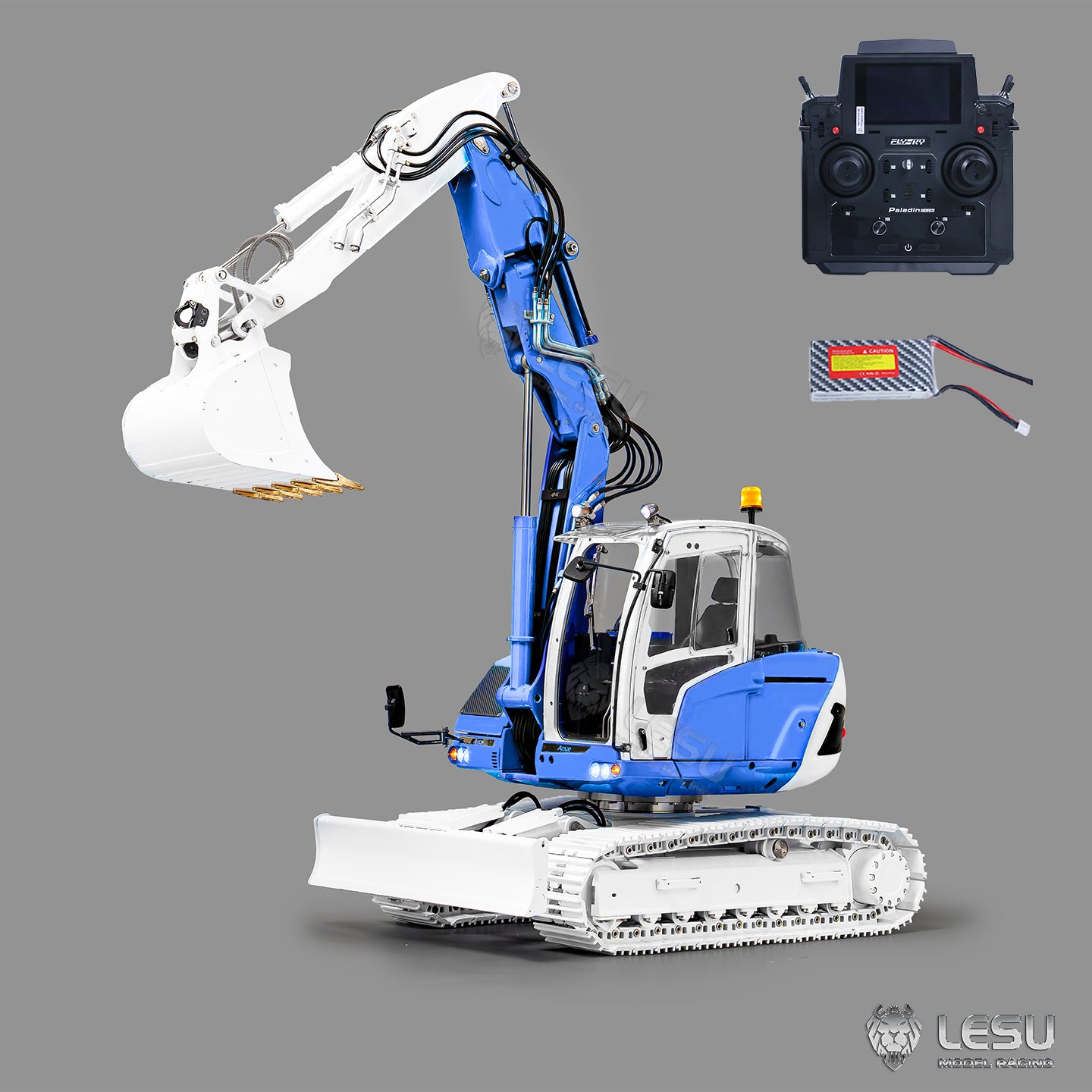 LESU 1/14 Metal RC Hydraulic Excavator MC15 4Arms Remote Control Digger 15MC 9 Valves Dual Pumps Light Sound PL18EV Lite