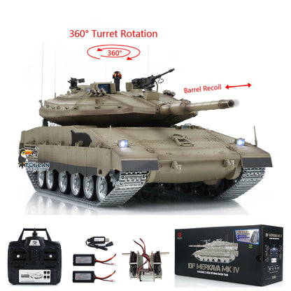 Henglong 1/16 RC Tank IDF Merkava MK IV 3958 Remote Control Battle Tank Metal Wheels Tracks Gearbox 360??Turret Smoke 2 Battery