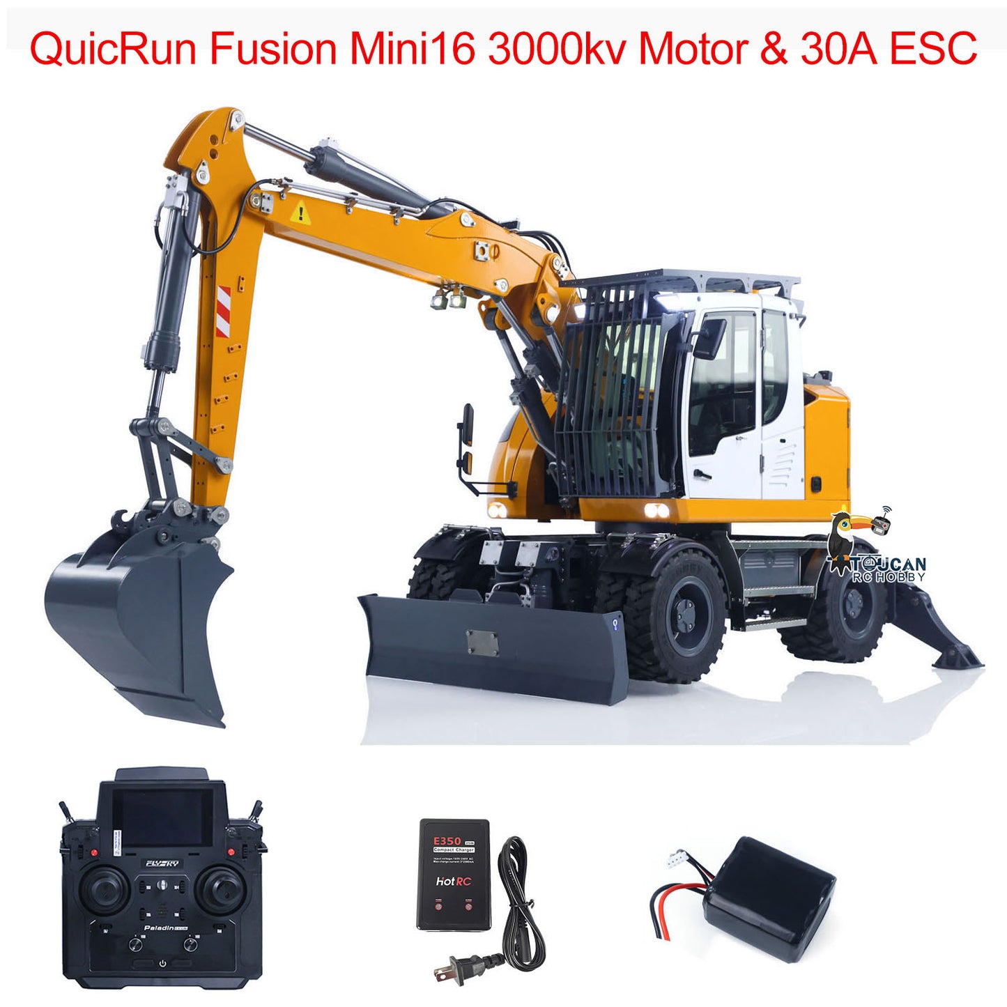 RTR 8CH Valves 1/14 RC Hydraulic Excavator LR914 4x4 Wheeled Digger Differential Lock Hobbywing Brushless Motor ESC Sound System