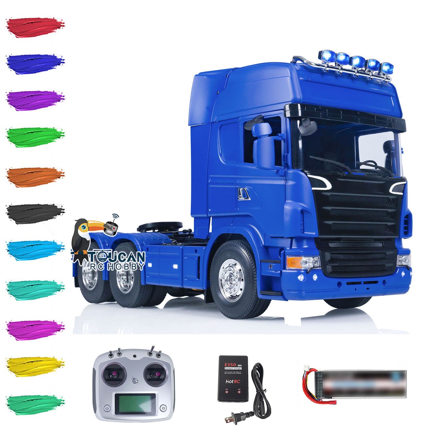 6X4 RC Tractor Truck 1/14 Flysky I6S RTR Remote Control Car Sound Light Battery