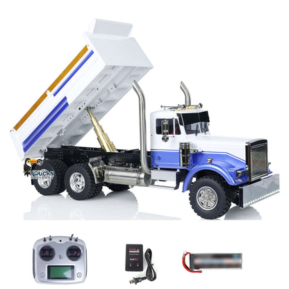 1/14 Metal RC Dump Truck 56344 6X6 Tipper Car Model 2-Speed Transmission Light Sound System Flysky I6S Controller Adult