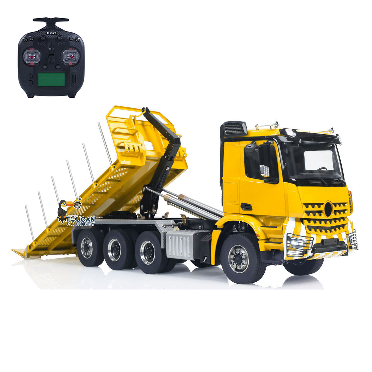 TOUCAN RC HOBBY LXY 1/14 8x8 RC Hydraulic Dumper Car Roll Off Full Dump Rear Axle Steering with U-shaped High Short Standard Bucket Timber Flatbed