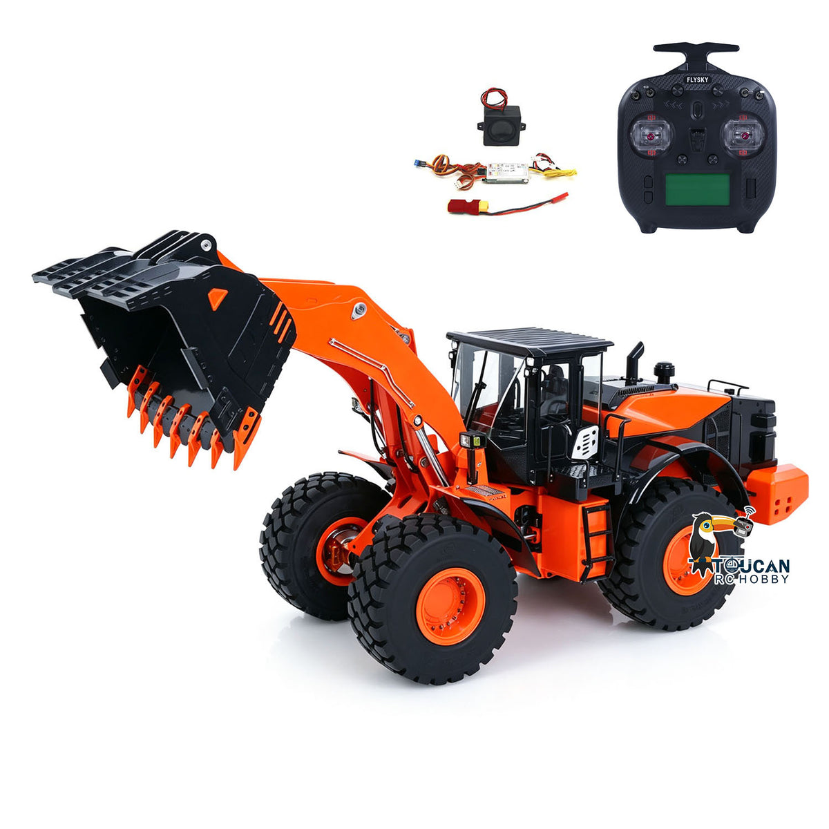 TOUCAN RC HOBBY JDModel 198 ZW370 1/14 Metal RC Hydraulic RTR Loader 2-Speed Transmission ST8 Controller Light Sound Axles Lock Brushless Motor & ESC for Model Collectors
