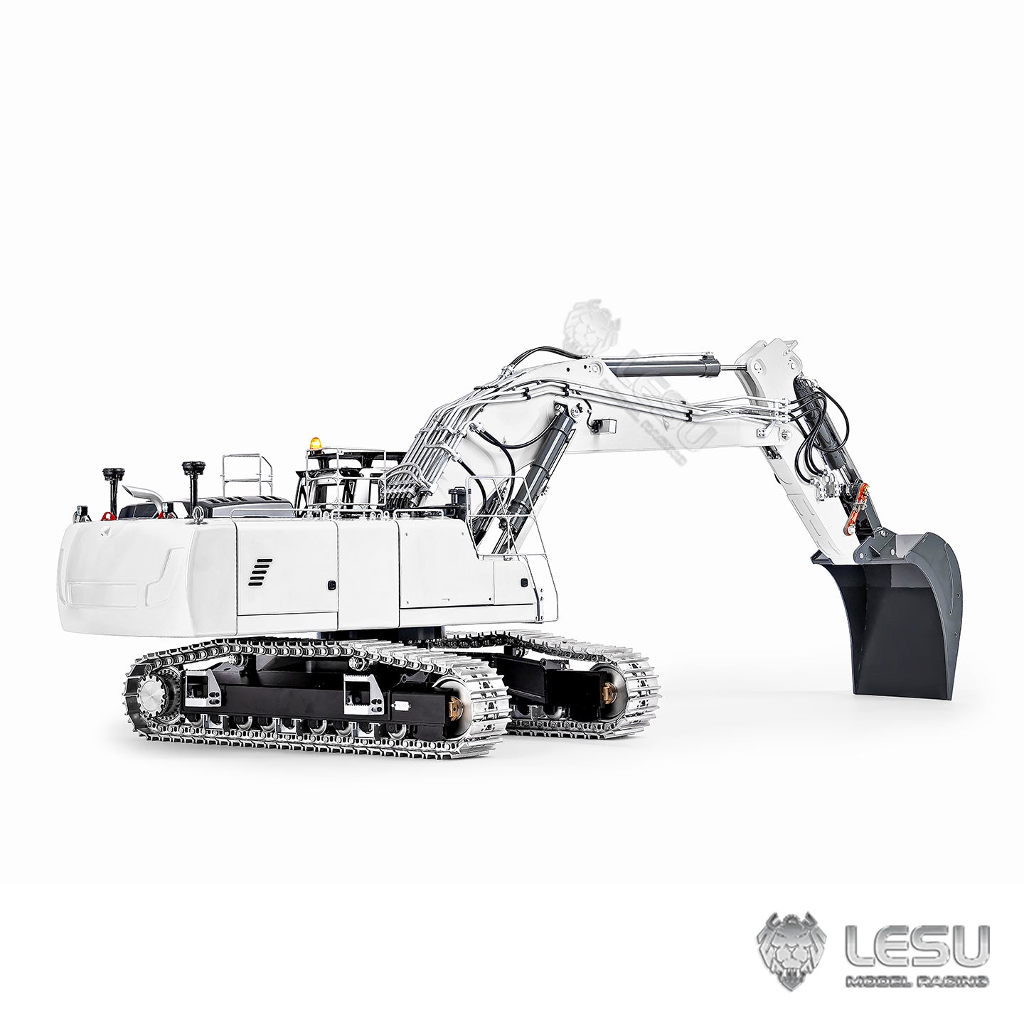Metal LESU 1/14 RC Hydraulic Excavator 2 Arms LR956 Remote Control Digger Model 4MPA Dual Pumps Light 3S Battery PL18EV LITE