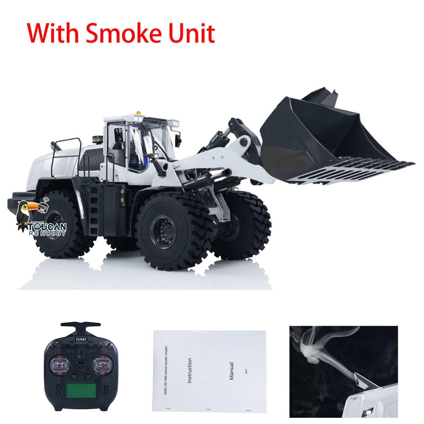 IN STOCK XDRC Metal 1/14 RC Hydraulic Equipment Loader 580 Remote Controlled Engineering Vehicle DIY Model Smoke Sound Light