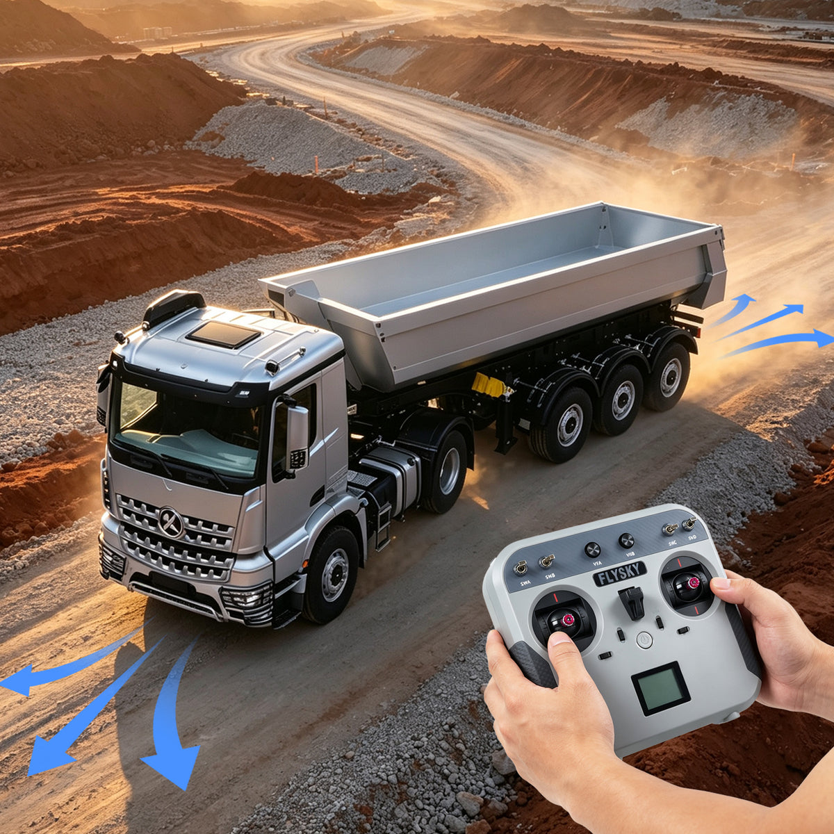 TOUCAN RC HOBBY Kabolite Metal 1/14 4X4 RC Tractor Truck 3Axles Electric Lifting Dump Trailer 5801 RTR Remote Control Emulated Car Hobby Model 2-speed Transmission Battery Light Sound