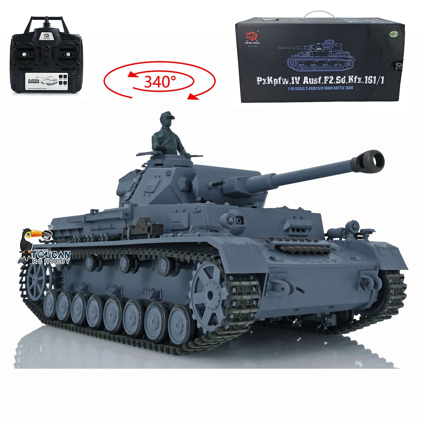 2.4G Henglong 1/16 Scale RC Tank 3859 Plastic German Panzer IV F2 RTR 7.0 Tank w/ Smoking Gearbox BB Shooting Road Wheels Tracks