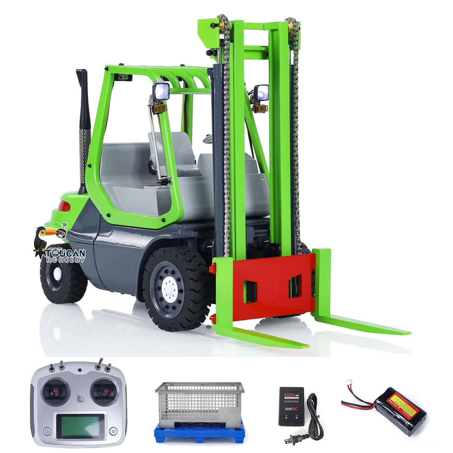 1/14 Metal Hydraulic RC Forklift Remote Controlled Wheeled Transfer Car Construction Vehicles  Light Sound FlySky I6S Radio Controller PNP RTR