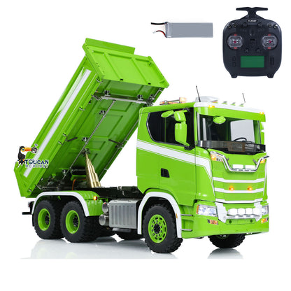 LESU 770S 1/14 6x6 RC Hydraulic Dumper Truck 3-way Remote Controlled Tipper Model Light Sound Smoke