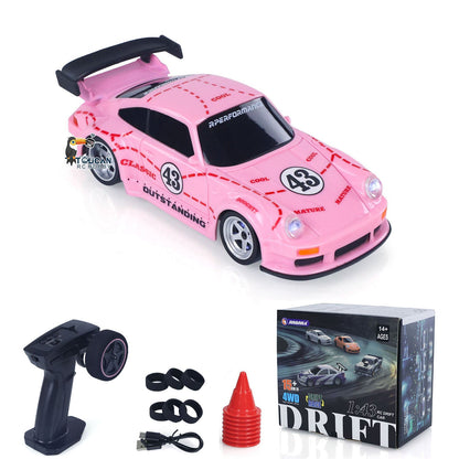 US Stock 1/43 2.4G Radio Control Drift Car Racing Vehicles High Speed 15KM/H 4WD Mini Car Model Battery Lights RTR Children Toys Gift