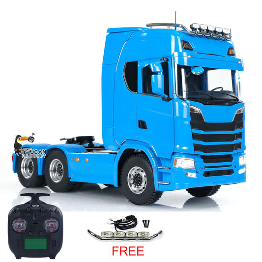 MD 1/14 6x6 Metal RC Tractor Truck 770S Remote Control Car Model 2 Speed Transmission Metal Chassis FlySky ST8  CNC Differential Lock Axles Sound Light Motor Servo ESC