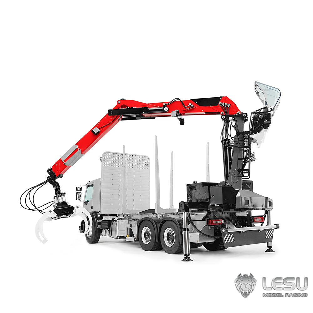 LESU 1/14 RC Logging Truck Timber Truck Hydraulic Crane VM FE Cabin Remote Control Lorry 6x6 Metal Chassis Axle Lock Light Sound