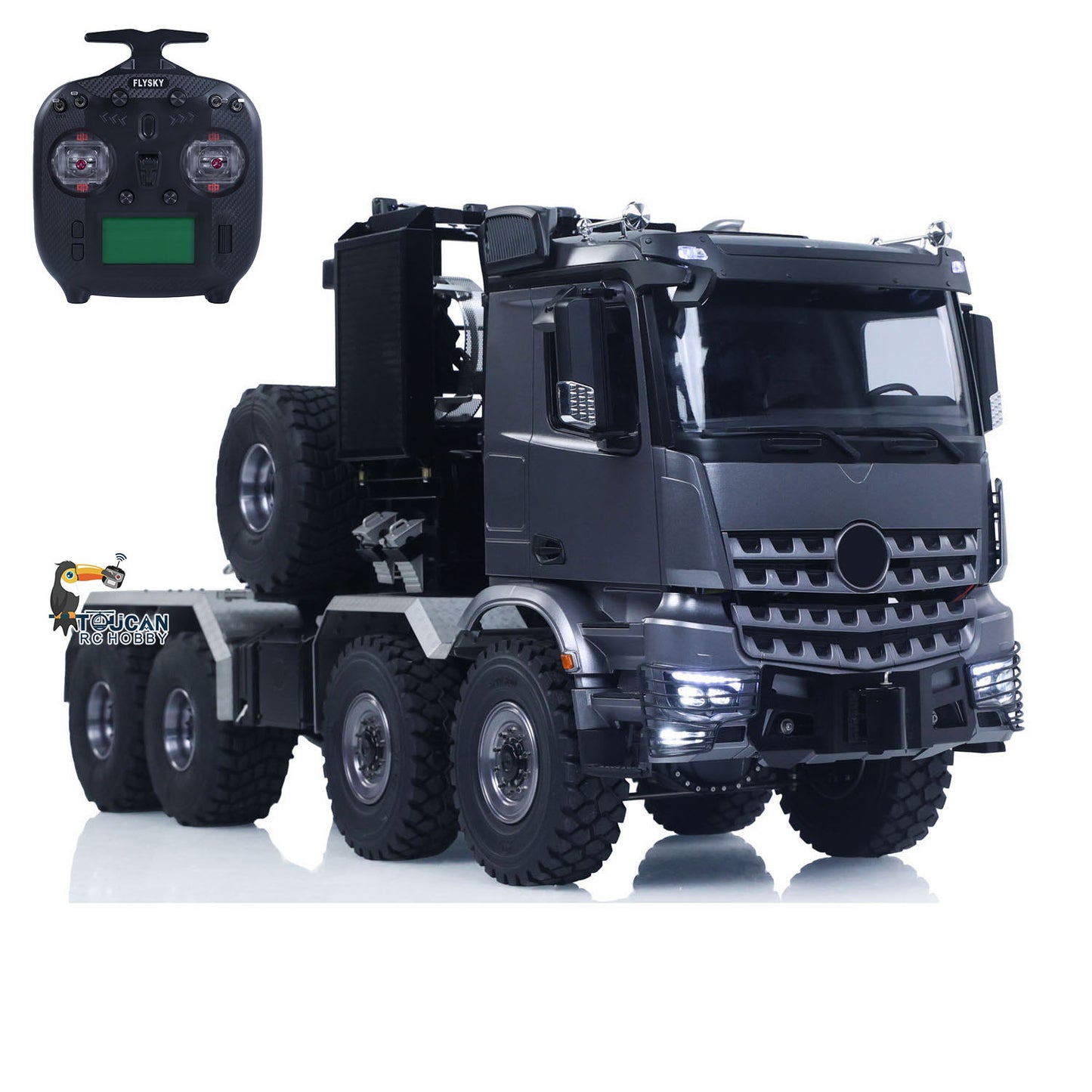 Toucanhobby BZ4663 1/14 Metal 8x8 RC Tractor Truck PNP 3 Speed Transmission Differential Lock Axles Remote Winch ST8 Controller Light Sound for Model Collectors