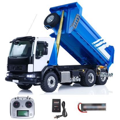 LESU Z0032 1/14 Metal Hydraulic RC Dump Truck 2 Speed Transmission Differential Lock Axles Sound Light for Engineering Vehicle Enthusiast