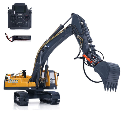 JDM V2 1/14 Metal RC Digger Radio Control 3CH/6CH Hydraulic Excavator Construction Vehicles Sound Light Module FlySky PL18 ESC Servo Motor