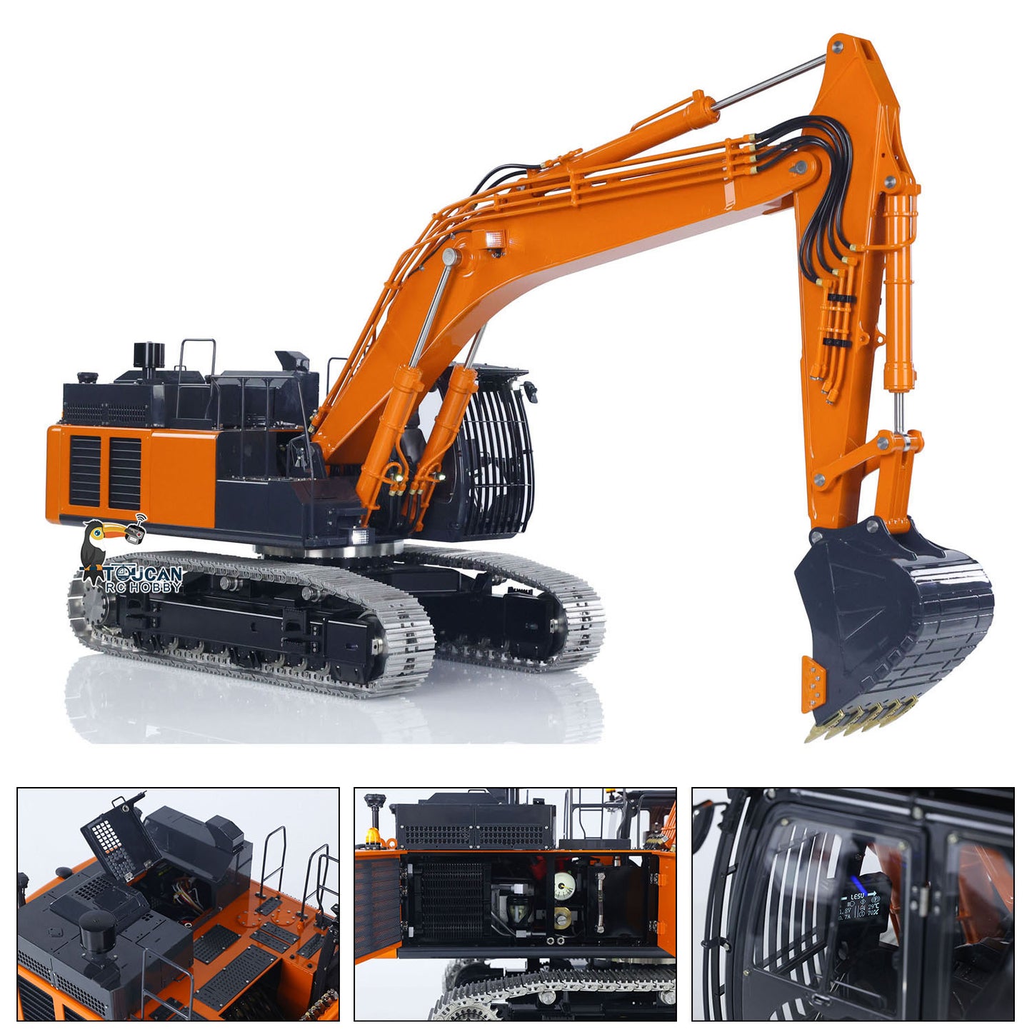 US Stock LESU 1/14 RC Hydraulic Excavator Model Aoue ZX490 Metal Remote Control Heavy Digger Car 6CH Valve Light 6CH Electrical Slip Ring
