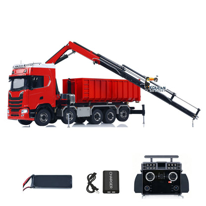 TOUCAN RC HOBBY LXY 770S 1:14 5 Axles 10x10 Metal Chassis RC Hydraulic Dump Truck Remote Control Crane Full Roll Off Dumper Frsky XE Lite RC Vehicle Model