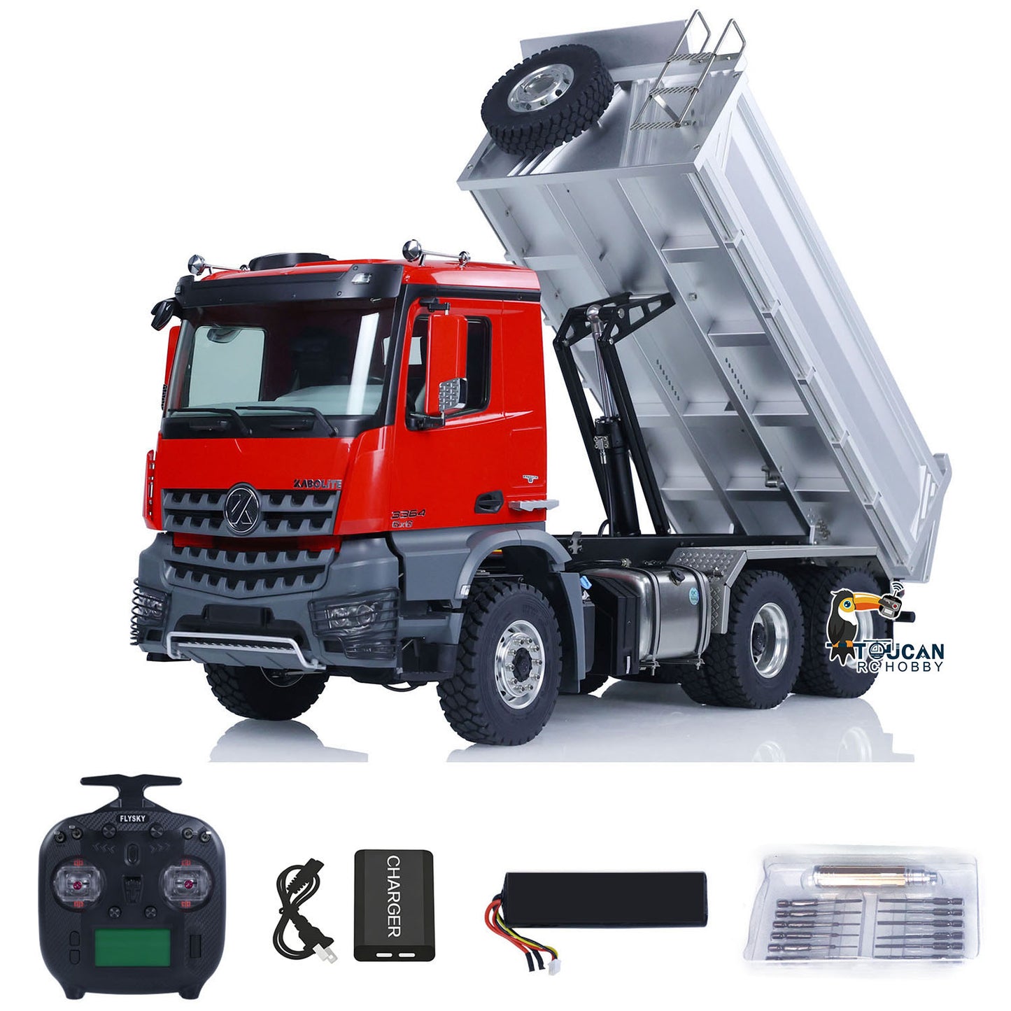TOUCAN RC HOBBY Kabolite K3364 1/14 6X6 Hydraulic RC Dump Truck RTR Remote Control Tipper Vehicle Model 2-Speed Gearbox Lights Sound System