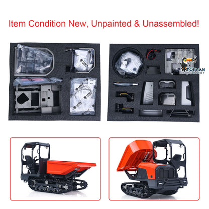 1/14 Hydraulic Remote Control Tracked Dumper KC300HR-5 Unpainted KIT LESU Metal RC Tipper Model Light System No Battery