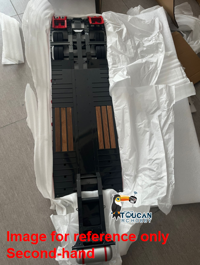 TOUCAN RC HOBBY Second Hand CN Sock Free Shipping 10.6 Inches Width Metal 2-Axle Gooseneck Low Flatbed Trailer for 1/14 TAMIYA Radio Controlled Tractor Truck DIY RC Model Car