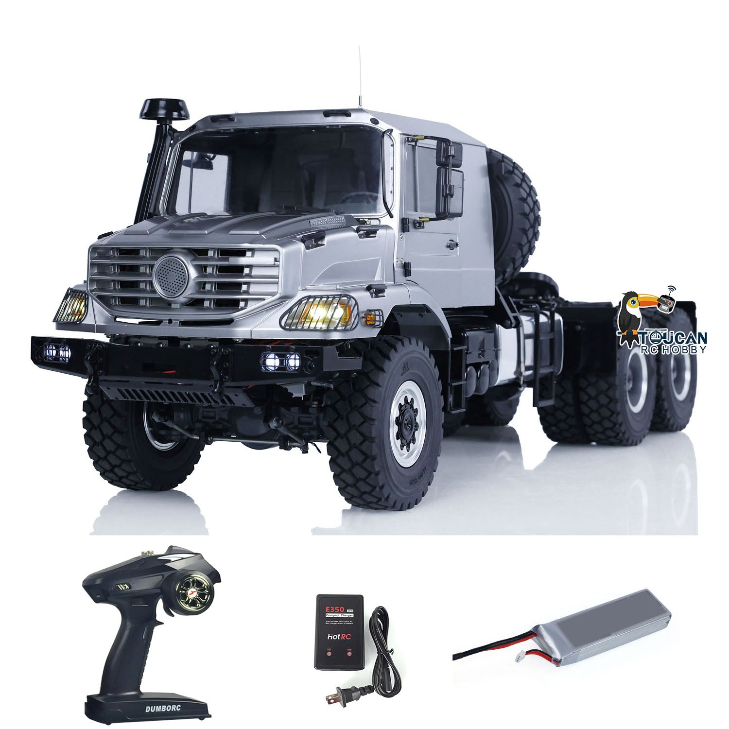 ARTR rc 6x6 tractor metal body equipped motor esc servo remote battery and charger
