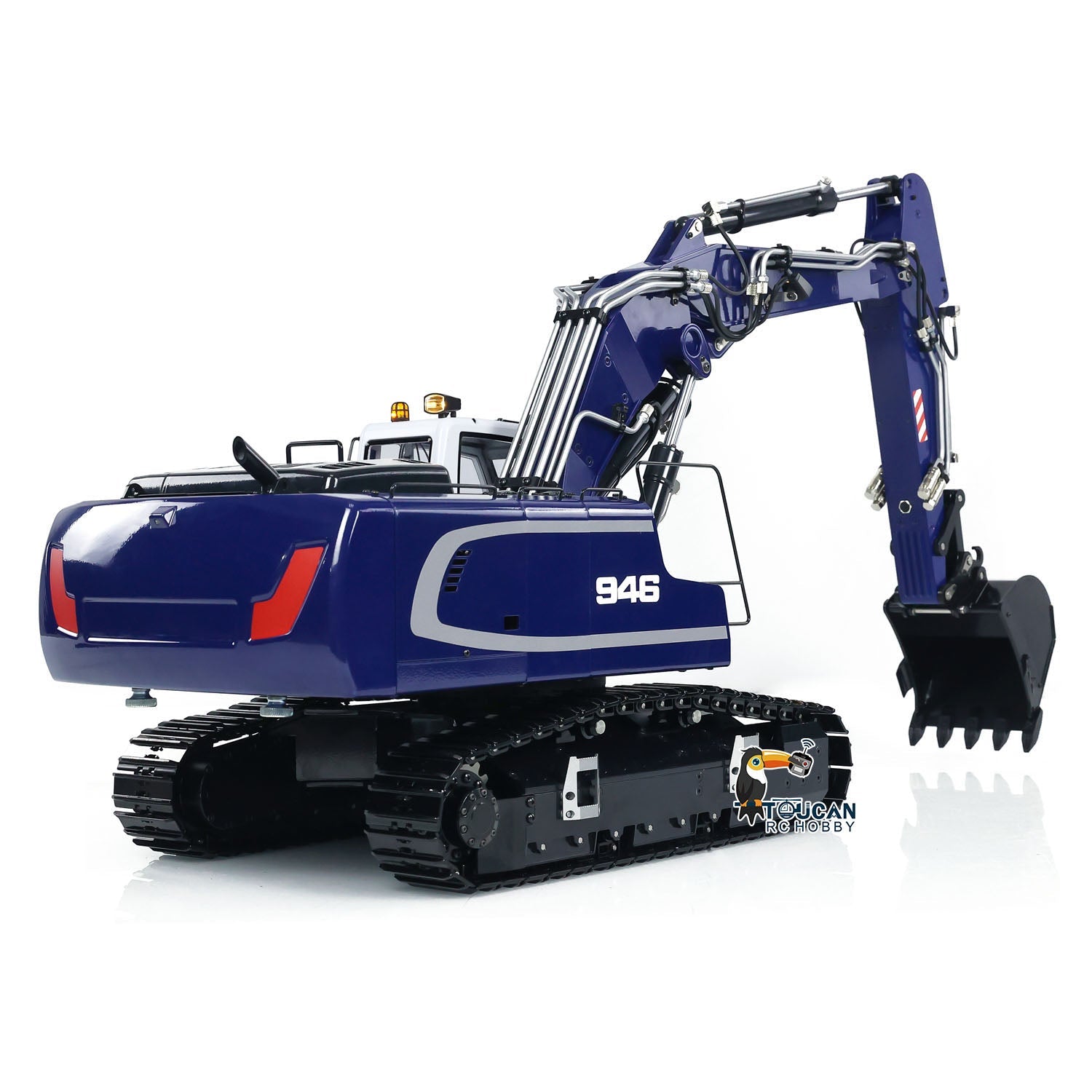 MTM 946-3 Metal 1/14 Excavator Full Hydraulic Construction Machine with 6CH Reversing Valve and Digital Pressure Gauge featuring 3-Piece Arm and Manual Quick Coupler