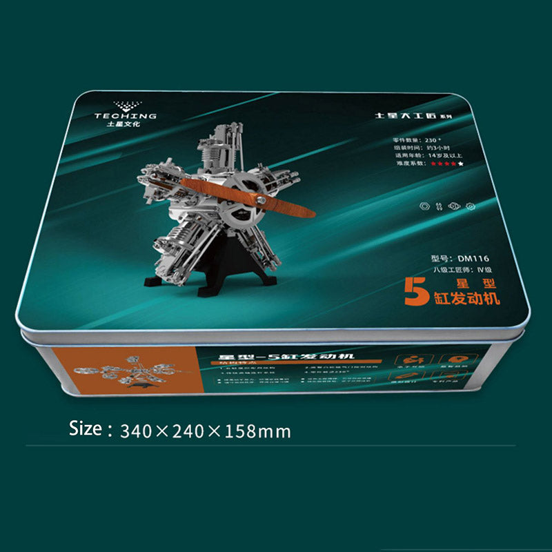 US Stock TECHING Electric Engine Five Cylinders Radial Simulation DIY Model Building Kits Toy Gift Battery