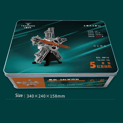 US Stock TECHING Electric Engine Five Cylinders Radial Simulation DIY Model Building Kits Toy Gift Battery