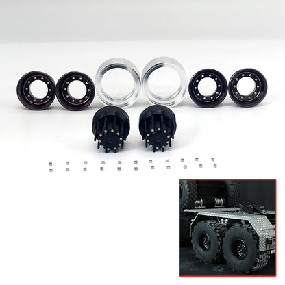 JDModel XS45 Metal Tyre/Rear Double Wheel Hub for 1/14 Scale RC Tractor Truck Construction Transport Vehicle DIY Model Builders