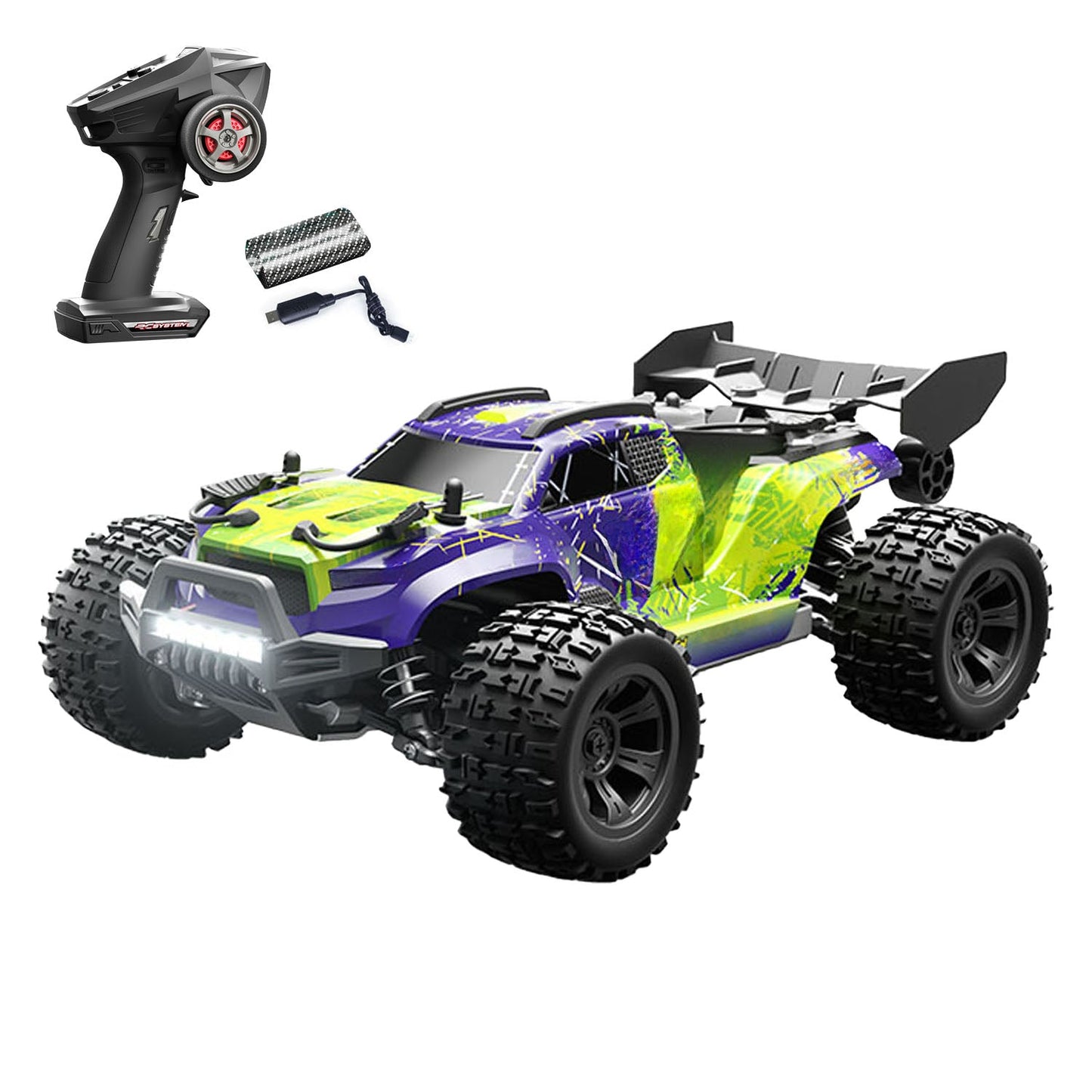 In Stock SCY 18101 Muti-Terrain 1/18 2.4GHz Sync Remote Control Off Road Vehicle PVC Body RC Electric Monster Truck Wheelie Bar LED Light