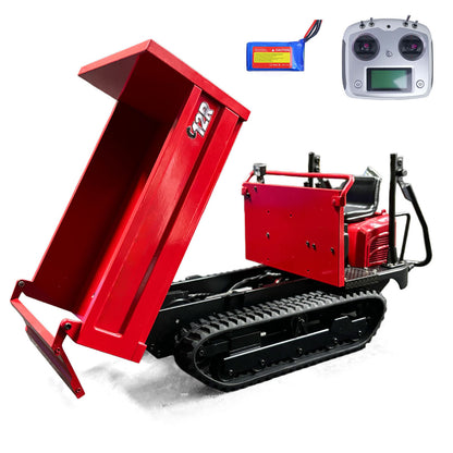 Metal 1/14 Remote Control Hydraulic Tracked Dumper Truck RC Tipper Model Construction Machine Light Battery Flysky Radio
