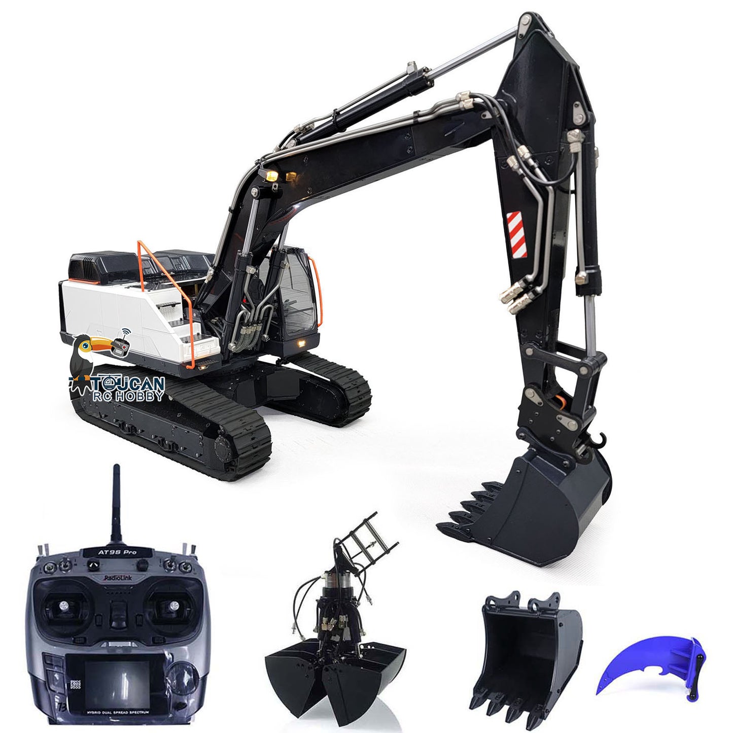 MTM Metal 1/14 2 Arms Remote Control Hydraulic Excavator EC380 RC Diggers Assembled and Painted Vehicle Car Model Heavy Machine