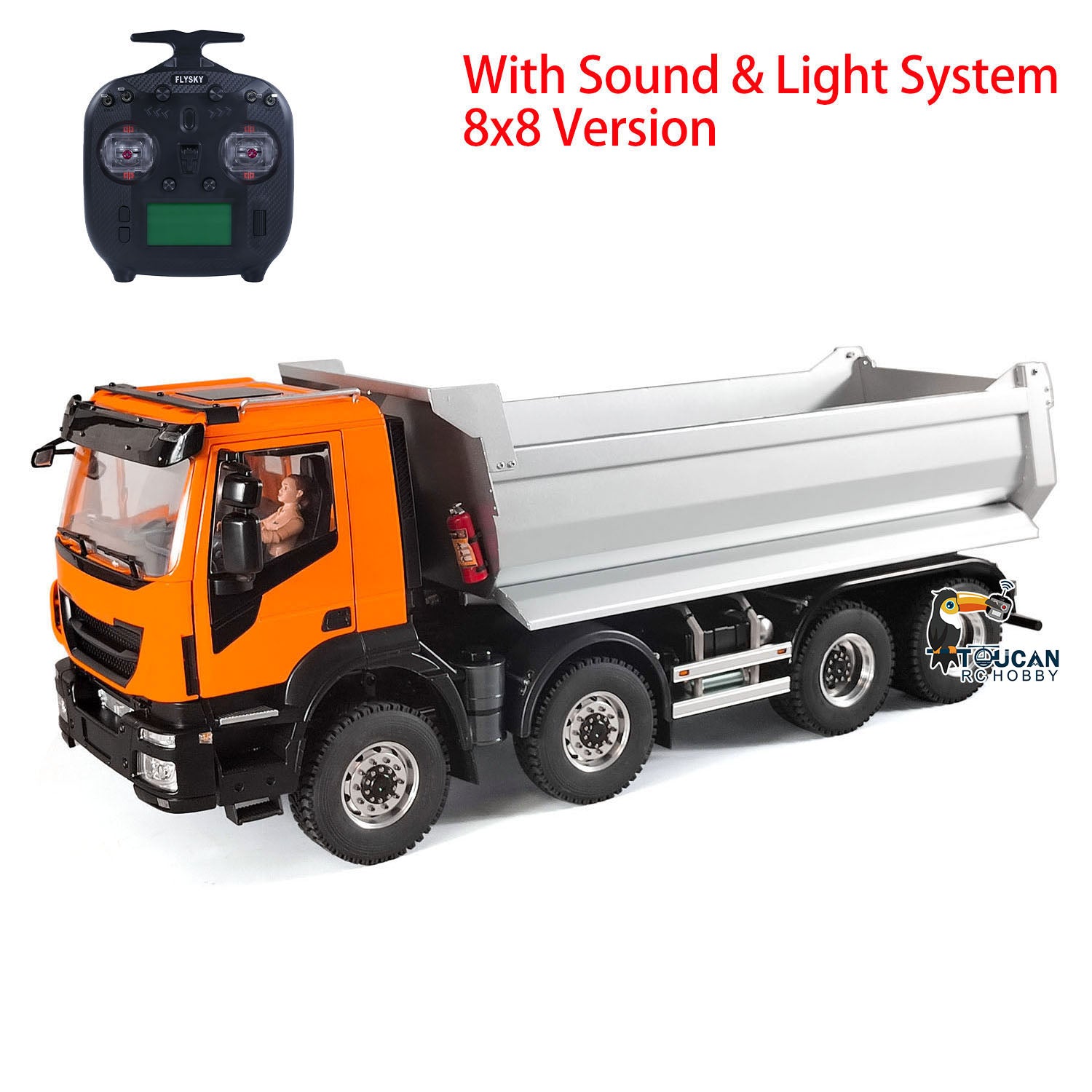 TOUCAN RC HOBBY MODO 1/14 8x8 Metal Hydraulic RC Dump Truck Remote Con