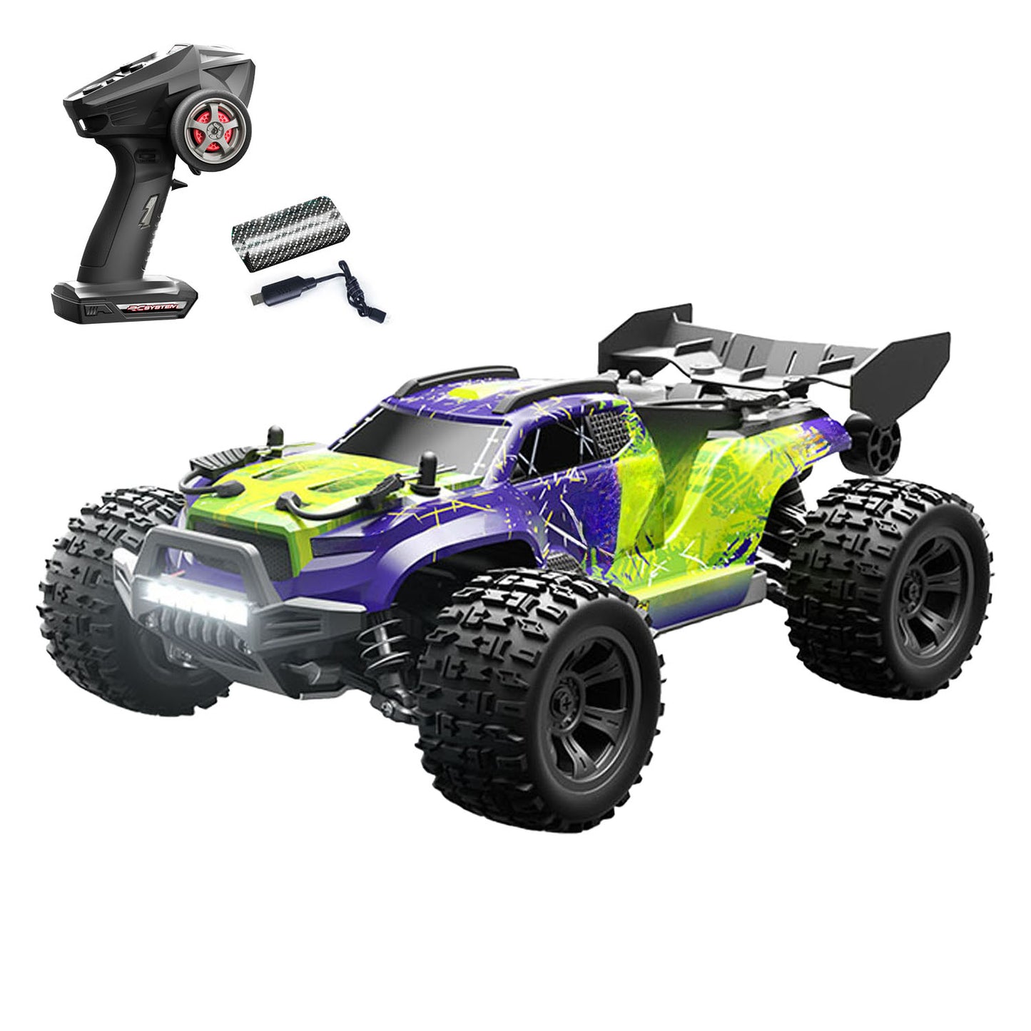 In Stock SCY 18101 Muti-Terrain 1/18 2.4GHz Sync Remote Control Off Road Vehicle PVC Body RC Electric Monster Truck Wheelie Bar LED Light