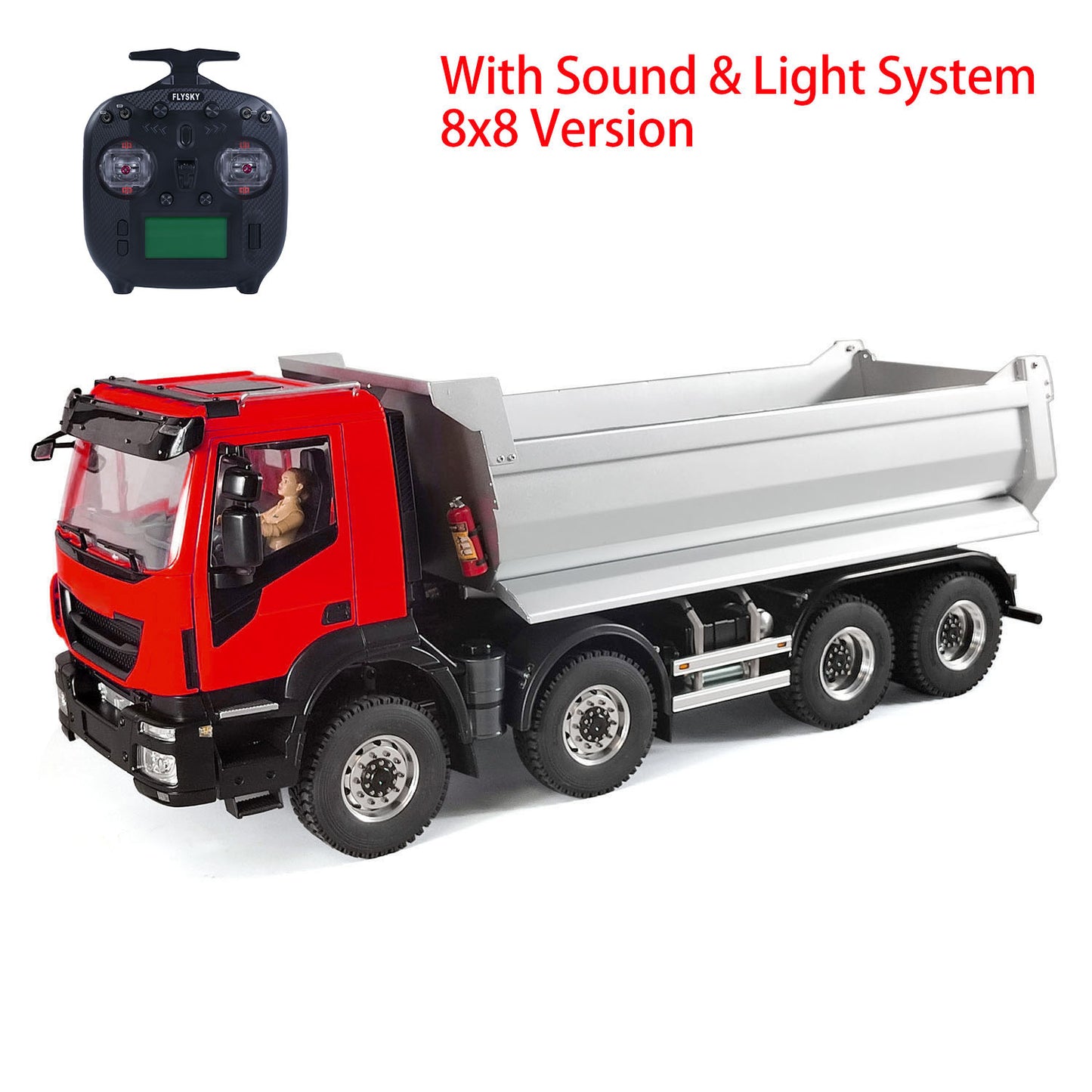 1/14 8x8 Metal Hydraulic RC Dump Truck Remote Control Tipper Car Sound Lights Assembled Painted Model ESC Motor Servo