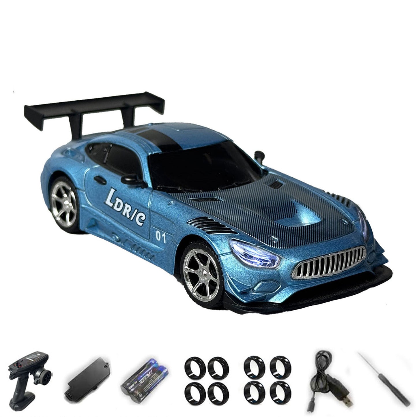 LDRC LD4301 1/43 Radio Control Drifting Car 4X4 RC Racing Vehicle Model Metal Body Shell 2Speed LED Lights No Sound System