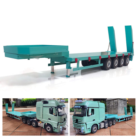 Metal 4-Axle Trailer for 1/14 RC Tractor Truck Radio Controlled Hydraulic Equipment Dump Car Hobby Model DIY Toy Gift