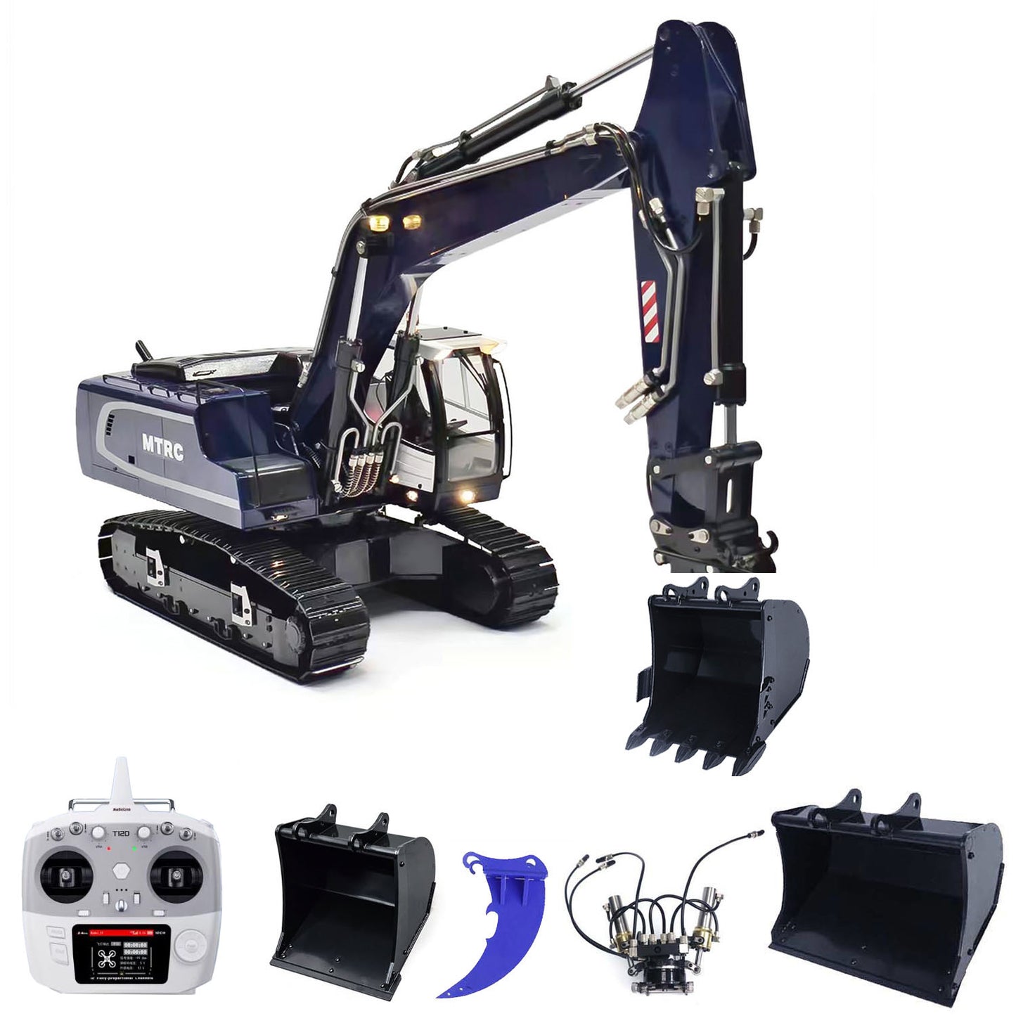 1/14 Metal R946 RC Hydraulic Excavator Remote Control Digger Grab Tiltable Clamshell Bucket Hobby Model DIY Painted Assembled Car