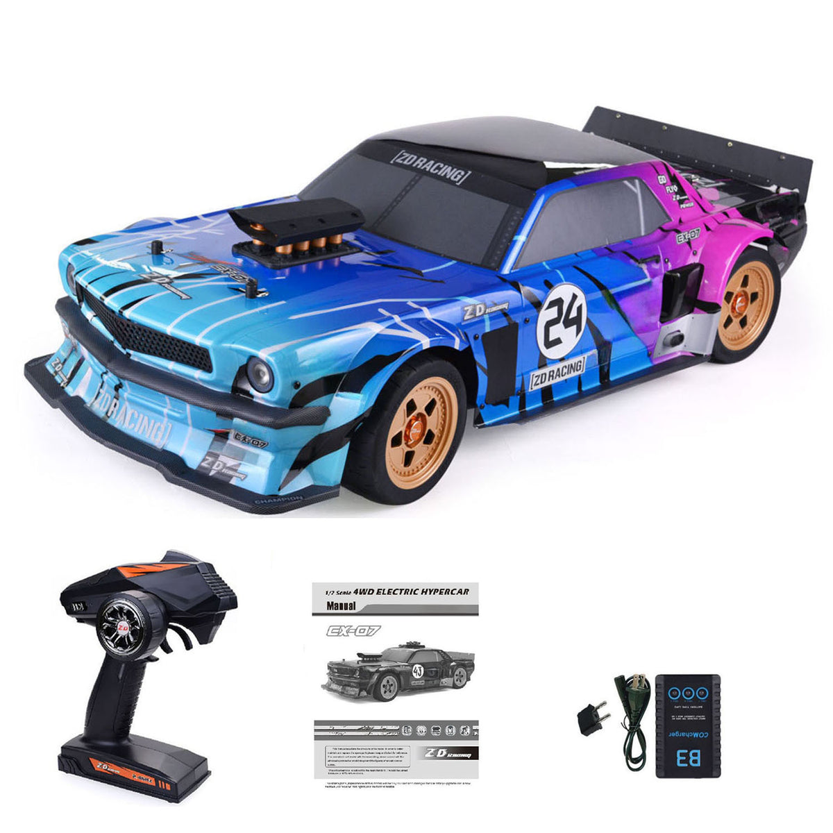 TOUCAN RC HOBBY ZD Racing EX07 1/7 RC Sports Car Electric Remote Control On Road Vehicle 4082 Brushless Motor Light System Alloy Shock Absorber