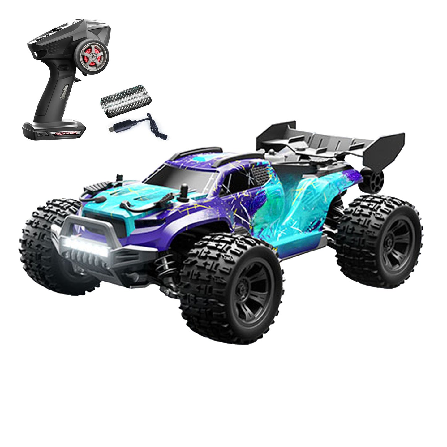 In Stock SCY 18101 Muti-Terrain 1/18 2.4GHz Sync Remote Control Off Road Vehicle PVC Body RC Electric Monster Truck Wheelie Bar LED Light