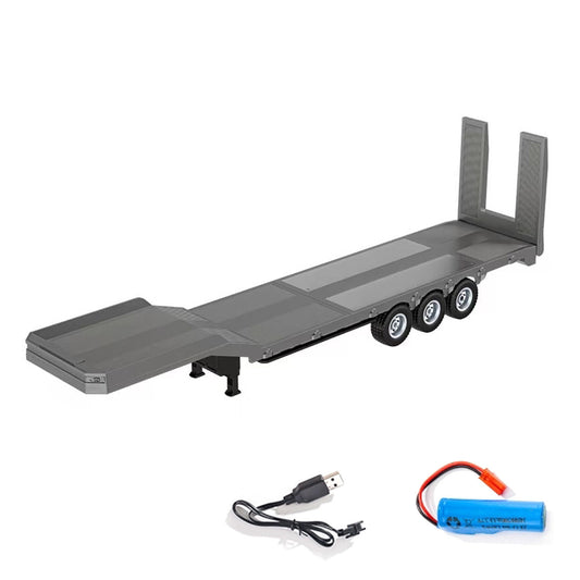 Fast Free Shipping 73.5CM Plastic Semi Trailer Flatbed 1502 for 1/18 Remote Control Tractor Truck HUINA 1501 Electronic Support Legs Tail Board