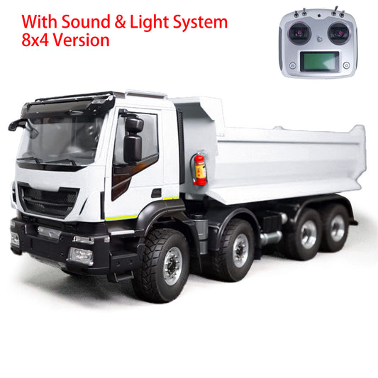 1/14 8x4 Metal Hydraulic RC Dump Truck 2-speed Radio Control Tipper Car Simulation DIY Model Painted ESC Servo Motor
