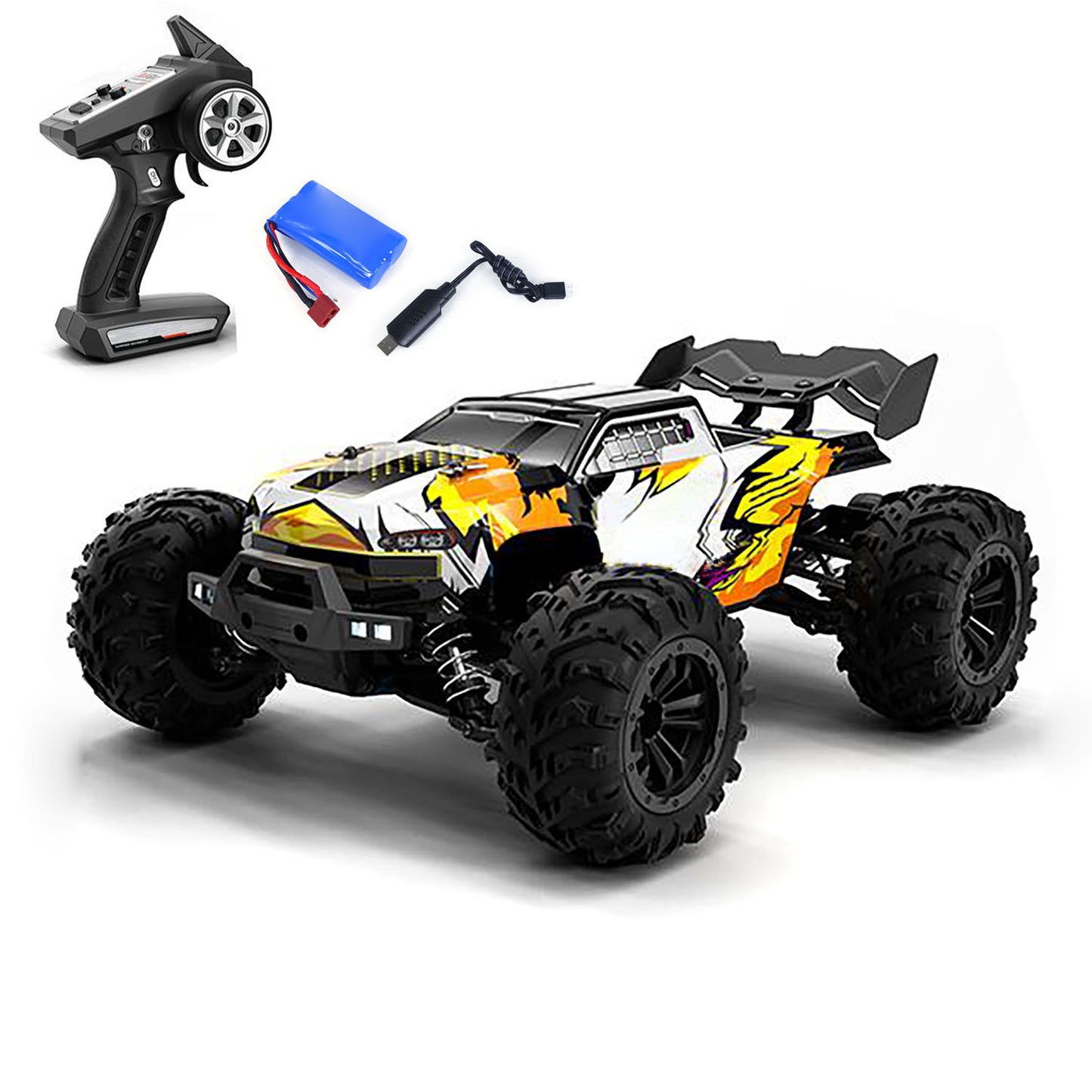 US Stock 1/16 4X4 Radio Controlled Off Road Vehicle SCY 16102Pro RC Monster Truck Muti-Terrain Brushless Model Car Light System RTR