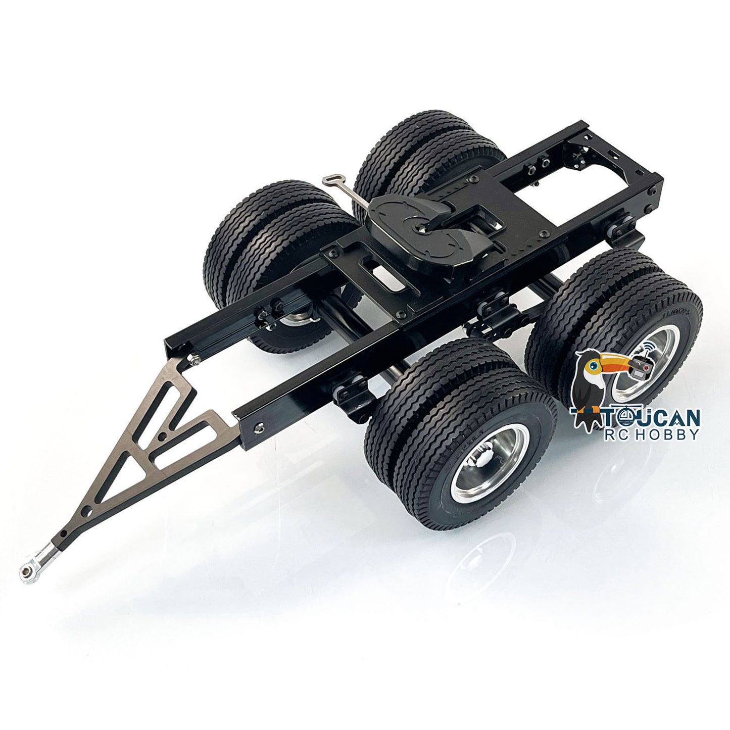 RC 2 Axles Trailer with Traction Fifth-wheel for 1/14 Tamiya Remote Controlled Truck LESU Car Parts Hobby Model