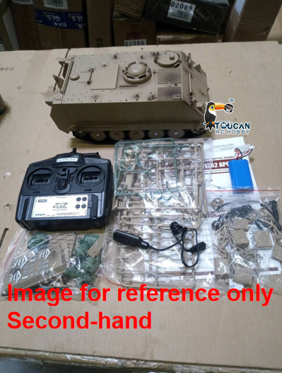 Second Hand Fast Free Shipping for EU Tongde 1/16 RC Military Tank M2412-C M113A2 APC Turret Rotation 360 Degree Infrared LED Light Sound Remote Control Electric Toy