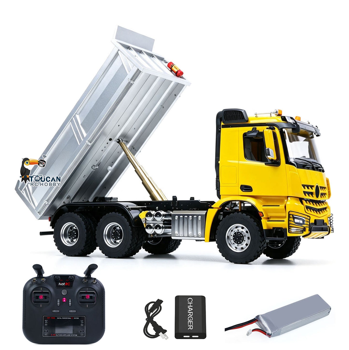 MODO 6X6 Metal Chassis 3348 RC Hydraulic Dumper 1/14 Radio Controlled Tipper NO Lock Light Sound Radio Battery Construction Truck RTR