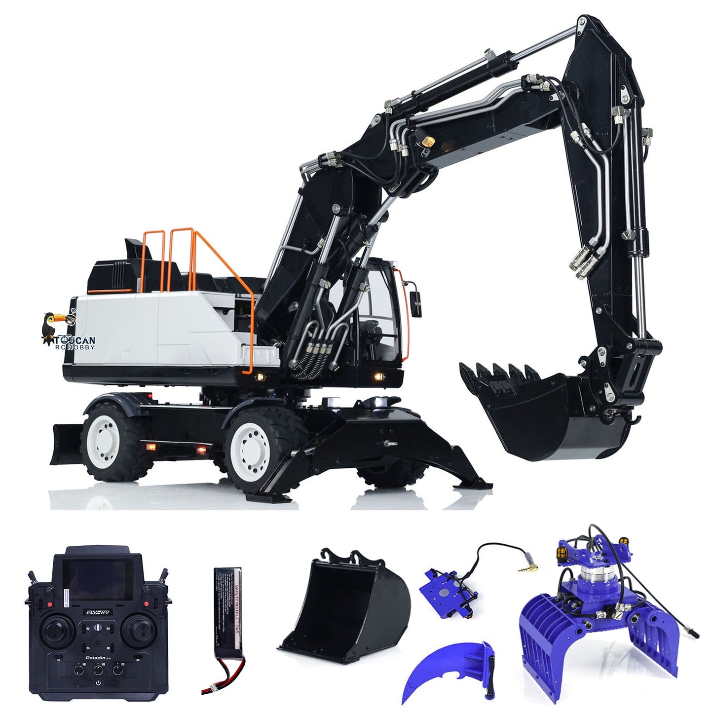 TOUCAN RC HOBBY MTModel EC380 Metal 1/14 RC Hydraulic Excavator 8-way Reversing Valve Grab FlySky PL18EV Radio Controller Sound Lights for Engineering Vehicle Enthusiasts