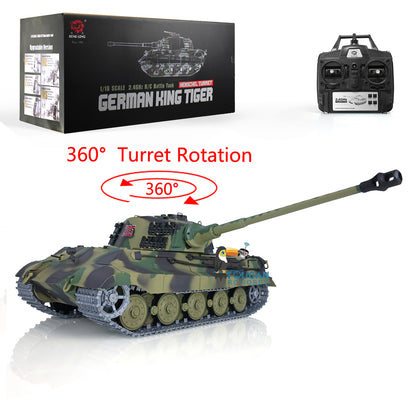 Henglong 1/16 7.0 Radio Control Tank German King Tiger Upgraded 3888A RC Tank W/ 360Degrees Rotating Turret Metal Tracks BB Shooting