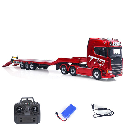 TOUCAN RC HOBBY US Stock HUINA 770S 1/18 Remote Control Tractor Truck 3 Axle Plastic Semi Flatbed Trailer RTR Model for Adults